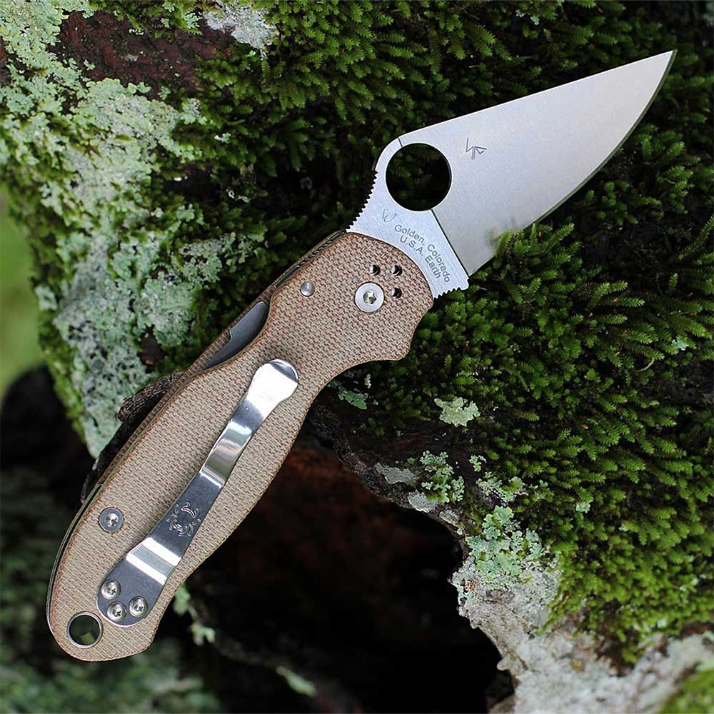 Нож Spyderco Para 3 Brown Canvas Micarta brown C223MPCW